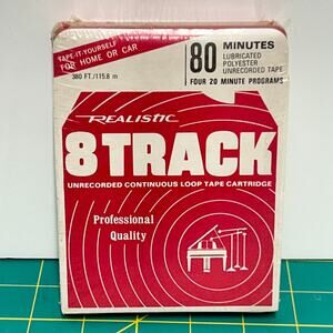 Sealed Vintage Realistic 8 Track blank tape 80 minutes Radio Shack NOS imperfect